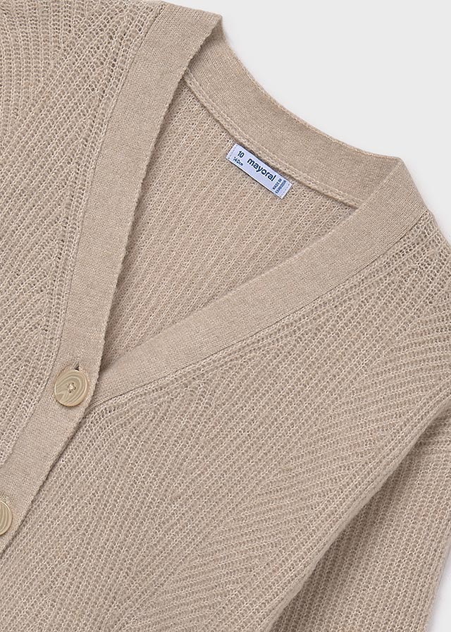деталь Dívčí béžový kardigan na knoflíky s pohodlným střihem MAYORAL
