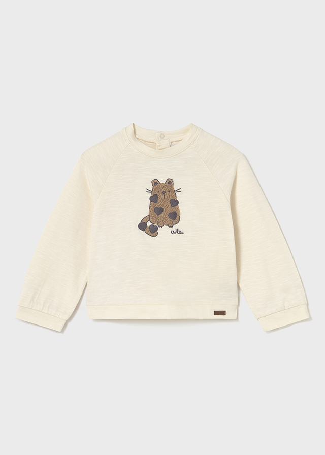 деталь Dětská dívčí tričko s dlouhým rukávem a potiskem kočičky MAYORAL