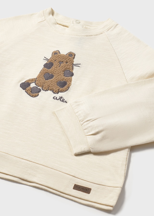 деталь Dětská dívčí tričko s dlouhým rukávem a potiskem kočičky MAYORAL