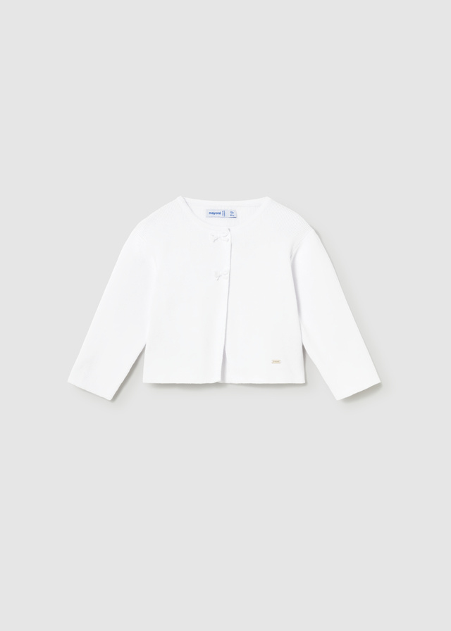 деталь Dětský dívčí pletený kardigan s mašličkami, bílý MAYORAL