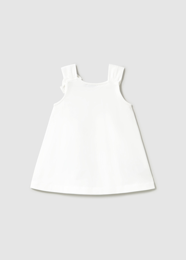 деталь Dětské dívčí lila šaty bez rukávů s motivem včelky, květin a ozdobnou mašlí MAYORAL