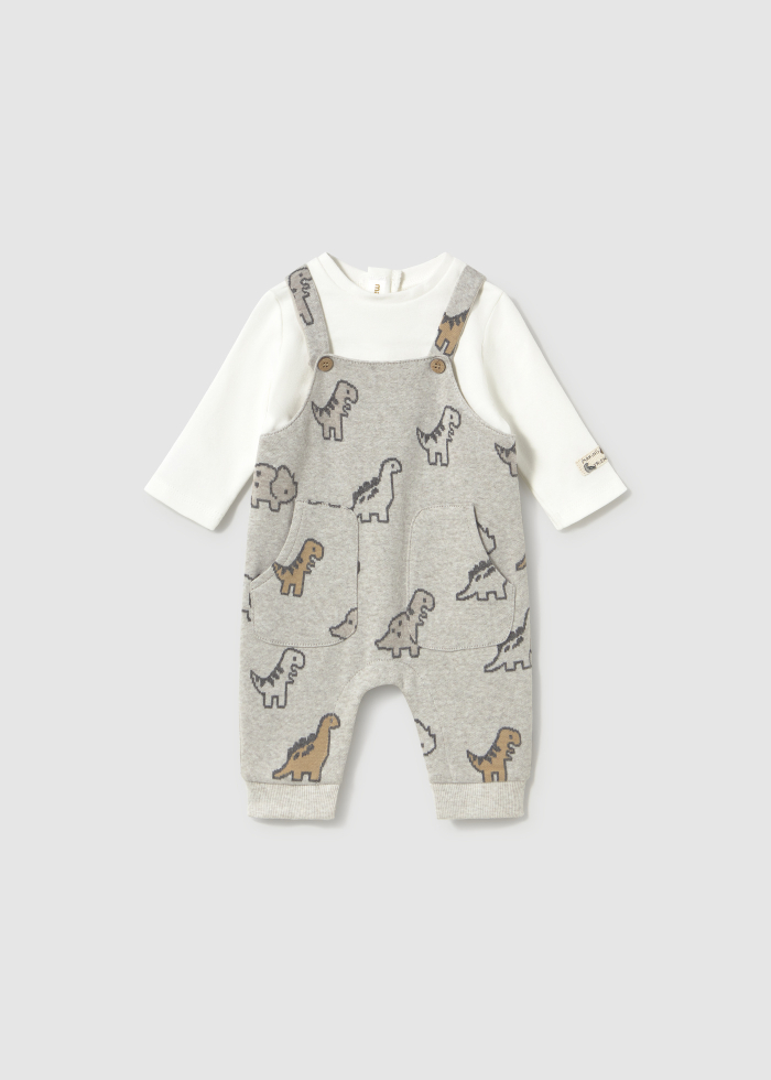 деталь Unisex kojenecká souprava trička a overalu s dinosaury MAYORAL