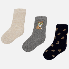 3 pair set of fox motif socks for baby boy