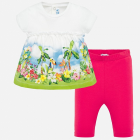  Baby girl's drawings and leggings t-shirt set