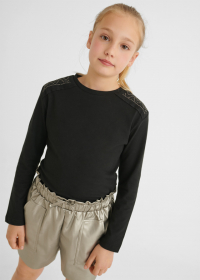 T-shirt with long sleeves and studs for girls