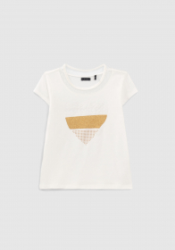 Dívčí tričko se zlatým vyšívaným srdíčkem IKKS