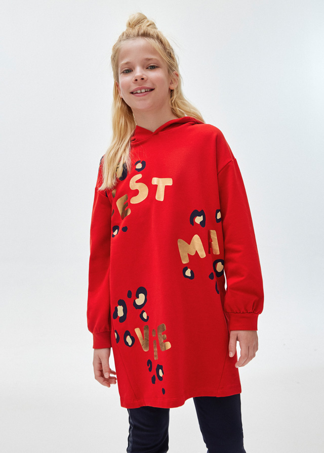 Dívčí bavlněné šaty s kapucí - Better Cotton MAYORAL