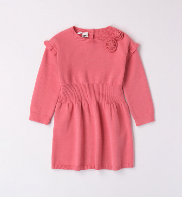 detail Dívčí růžové Tricotové šaty IDO