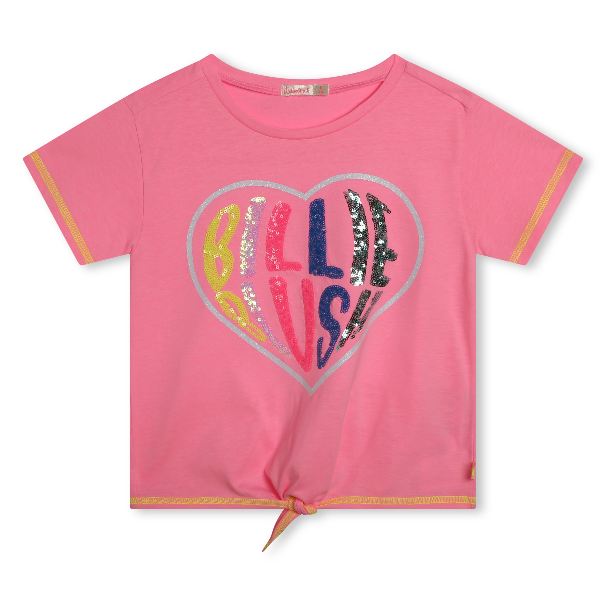 Dívčí tričko - logo Billieblush a srdce jsou vyrobeny z vícebarevných flitrů BILLIEBLUSH